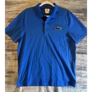 Lacoste Short Sleeve Polo Shirt Big Croc Logo  Blue Size 5 US Large